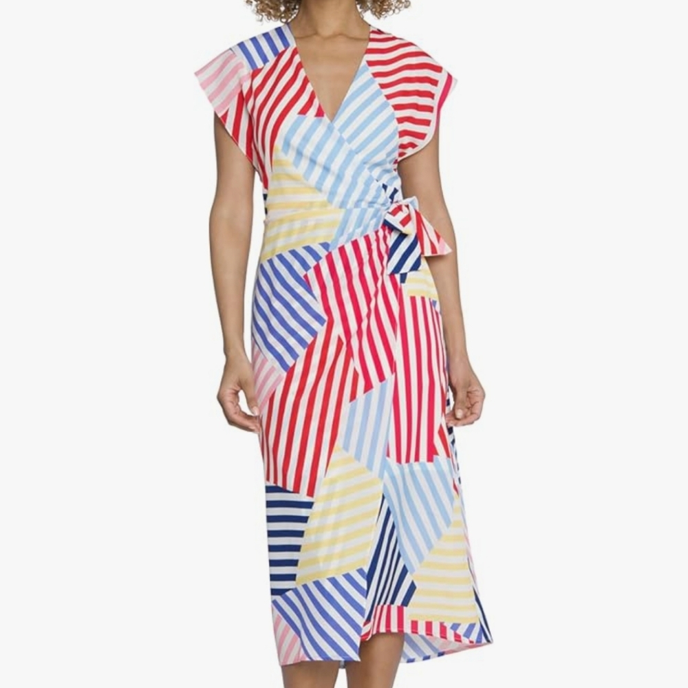 Maggy London V-Neck Midi faux wrap dress size 14 - Picture 5 of 5